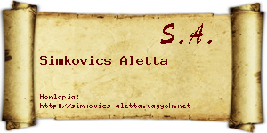 Simkovics Aletta névjegykártya